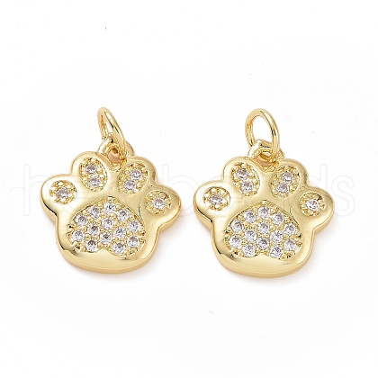 Brass Cubic Zirconia Charms ZIRC-I062-34G-1