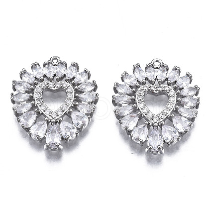 Brass Micro Pave Clear Cubic Zirconia Pendants ZIRC-S069-032P-1