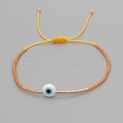 Adjustable Lanmpword Evil Eye Braided Bead Bracelet ZW2937-07-1