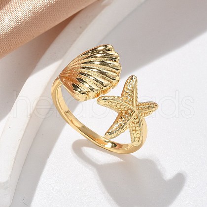 Brass Cuff Rings RJEW-U041-25G-1