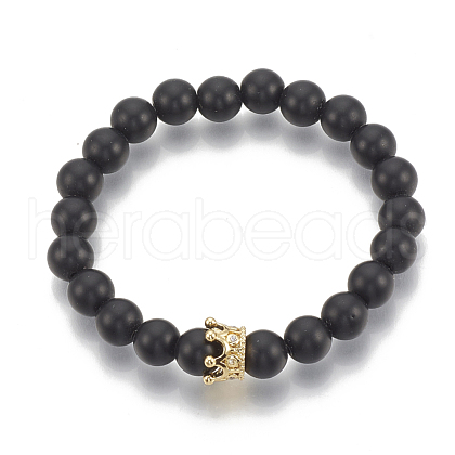 Synthetic Lava Rock Stretch Bracelets ZIRC-T006-24G-02-1