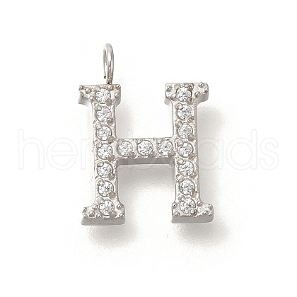 304 Stainless Steel Micro Pave Cubic Zirconia Pendants STAS-H228-06P-H-1