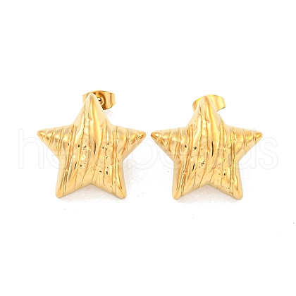 Star 304 Stainless Steel Ear Studs EJEW-L290-013G-1