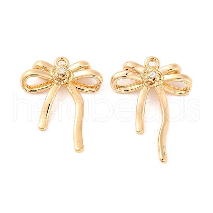 Brass Micro Pave Clear Cubic Zirconia Pendants KK-S389-02G-1