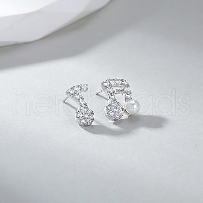 Elegant Musical Note 925 Sterling Silver Stud Earrings ES8600-1