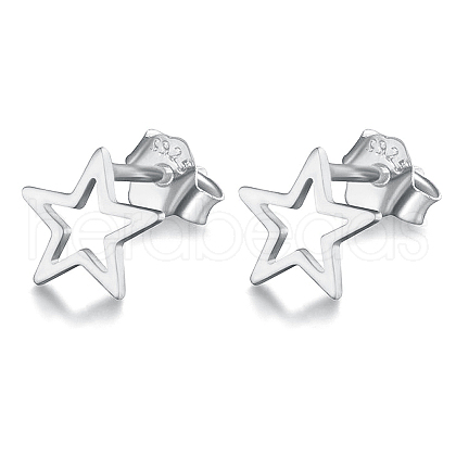 Classic 925 Sterling Silver Five-pointed Star Stud Earrings YP0706-2-1