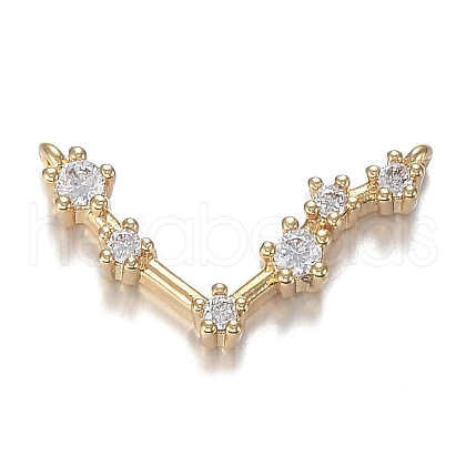 Brass Micro Clear Cubic Zirconia Pendants ZIRC-F120-019G-02-1