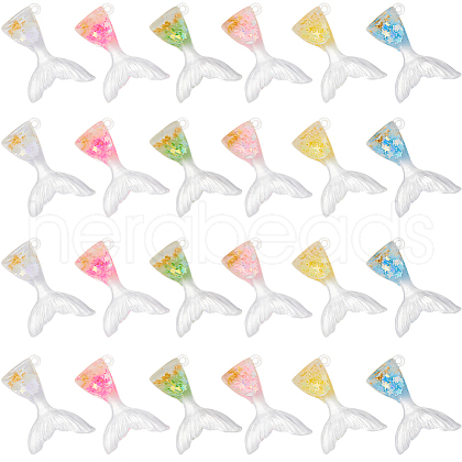 SOFPLATE 24Pcs 6 Colors Luminous Transparent Resin Pendants RESI-SP0001-01-1