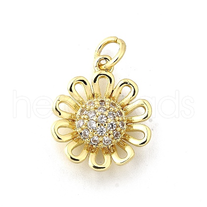 Brass Micro Pave Clear Cubic Zirconia Pendants KK-F899-05A-G-1