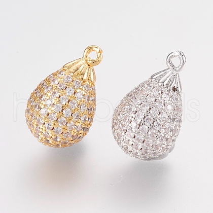 Brass Micro Pave Cubic Zirconia Pendants ZIRC-G123-55-1