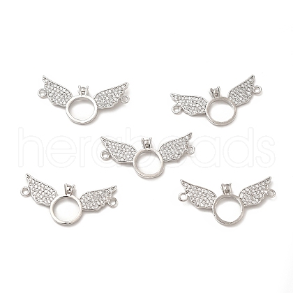 Brass Micro Pave Clear Cubic Zirconia Connector Charms KK-E068-VB068-1