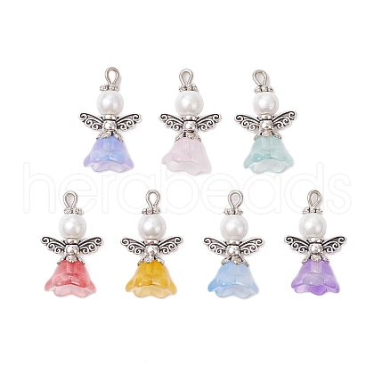 Glass Pearl Pendants PALLOY-JF03655-02-1