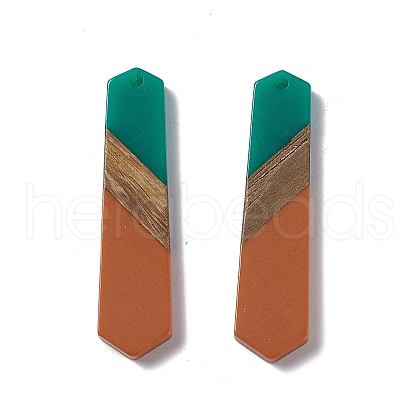 Opaque Resin & Walnut Wood Pendants RESI-M027-06J-1