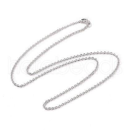 Anti-Tarnish Rhodium Plated 925 Sterling Silver Textured Cable Chains Necklace for Women STER-I021-10P-1