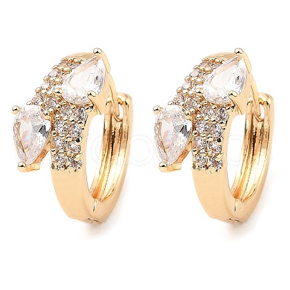 Brass Micro Pave Cubic Zirconia Hoop Earrings EJEW-D078-07KCG-1