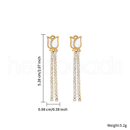 Elegant Tulip Zircon Tassel Earrings for Daily Wear Stainless Steel Jewelry FR5244-1