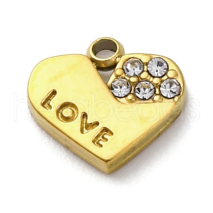 PVD Vacuum Plating 304 Stainless Steel Rhinestone Pendants STAS-S163-36G-1