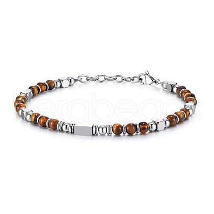 Adjustable 304 Stainless Steel Gemstone Beaded Bracelets FS-WG23DE2-02-1