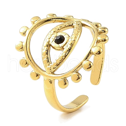Ion Plating(IP) 304 Stainless Steel Open Cuff Ring for Women RJEW-F166-02G-01-1