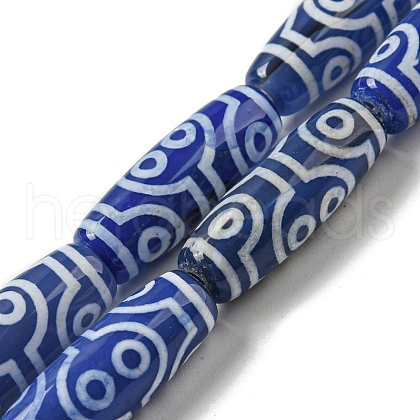 Blue Tibetan Style dZi Beads Strands TDZI-NH0001-B04-01-1