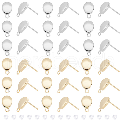 DICOSMETIC 40Pcs 2 Colors 201 Stainless Steel Stud Earring Findings STAS-DC0011-35-1
