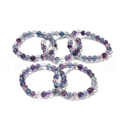 Natural Fluorite Beaded Stretch Bracelets BJEW-K233-01B-02-1