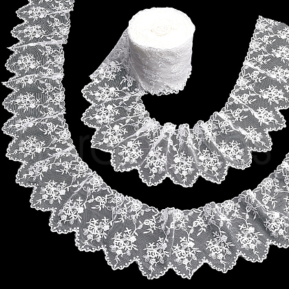 7.5 Yards Flower Pattern Artificial Fibers Lace Embroidery Sewing Trimming DIY-FG0005-08B-1