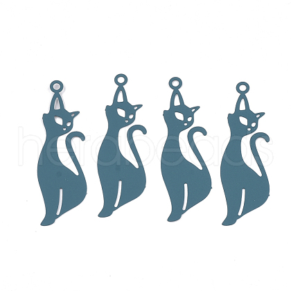 430 Stainless Steel Kitten Pendants STAS-S108-17A-1