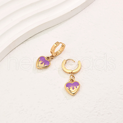 Elegant Stainless Steel Heart Hoop Earrings JW3510-1-1