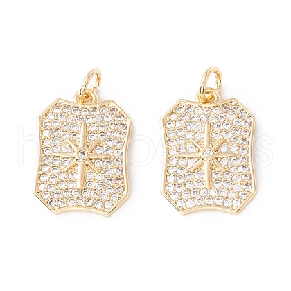 Rack Plating Brass Micro Pave Clear Cubic Zirconia Pendants ZIRC-I057-22G-1
