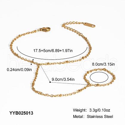 Stainless Steel Cable Chain Finger Ring Bracelets for Women XO2335-1-1