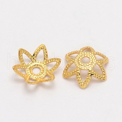 Flower Brass Fancy Bead Caps KK-P032-05-NR-1