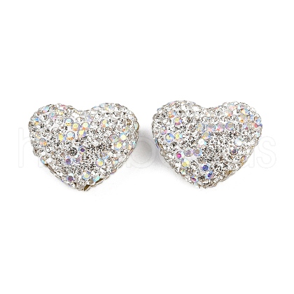 Heart Shaped Polymer Clay Rhinestone Beads CLAY-NH0002-02G-1