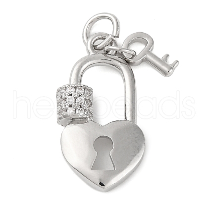 Rack Plating Brass Micro Pave Cubic Zirconia Pendants KK-M021-09P-1