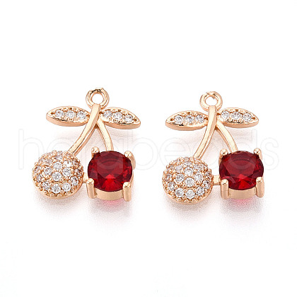 Brass Micro Pave Cubic Zirconia Pendants KK-T074-71KCG-02-1