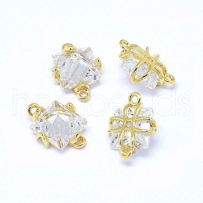 Brass Micro Pave Cubic Zirconia Links KK-F764-16G-1