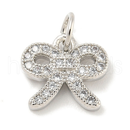 Rack Plating Brass Micro Pave Clear Cubic Zirconia Pendants KK-B093-01A-P-1