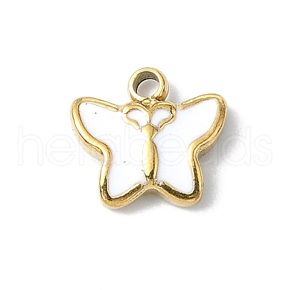 304 Stainless Steel White Enamel Charms STAS-L022-439G-02-1