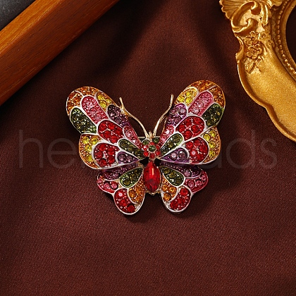 Butterfly Alloy Rhinestone Brooches PW-WGC53F0-01-1