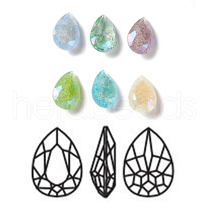 Crackle Moonlight Style K9 Glass Rhinestone Cabochons RGLA-J024-A-IO-1