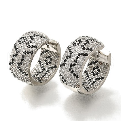 Rack Plating Brass Micro Pave Cubic Zirconia Hoop Earrings EJEW-H016-17P-1