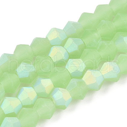 Imitation Jade Bicone Frosted Glass Bead Strands EGLA-A039-J6mm-MB01-1