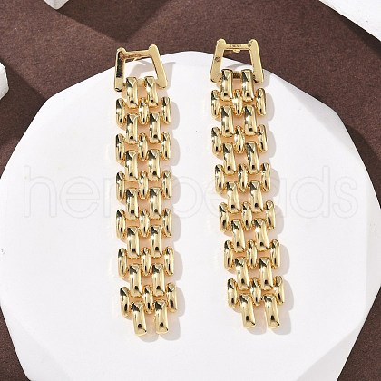 Brass Dangle Stud Earrings EJEW-A133-01G-1