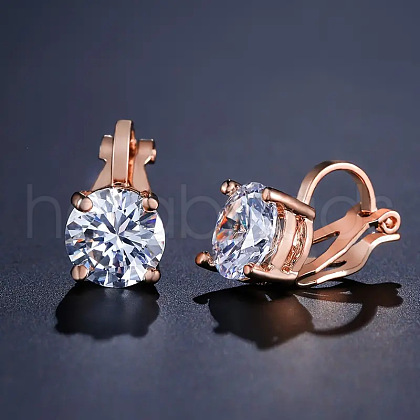 Brass Cubic Zirconia Clip-on Earrings WGE68B6-03-1