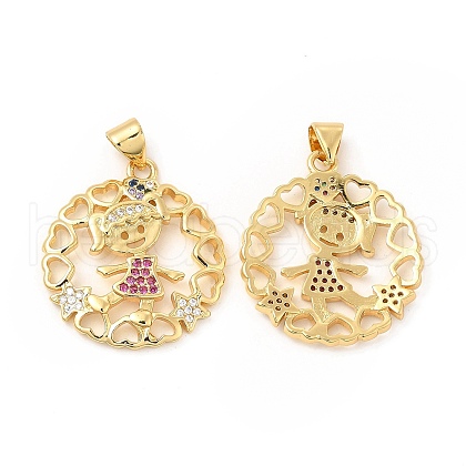 Brass Micro Pave Cubic Zirconia Pendant KK-H441-28G-1