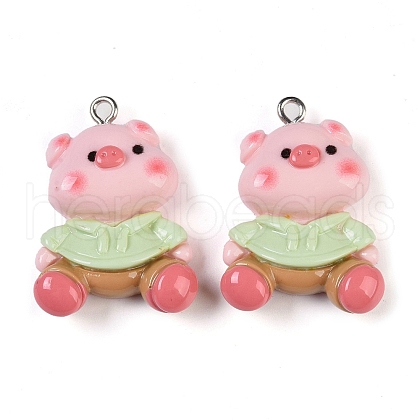 Pig Resin Pendants RESI-U004-03B-1