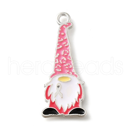Breast Cancer Pink Awareness Ribbon Theme Alloy Enamel Pendants ENAM-C026-01C-S-1