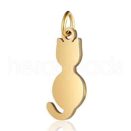 201 Stainless Steel Kitten Pendants STAS-S105-T551D-2-1