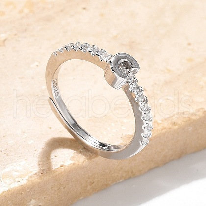 S925 Sterling Silver Adjustable Letter Rings for Women RJEW-M068-01P-C-1