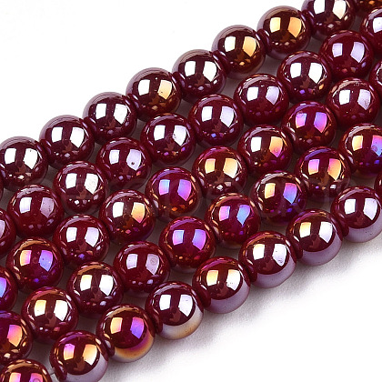Electroplate Opaque Glass Beads Strands X-GLAA-T032-P4mm-AB05-1